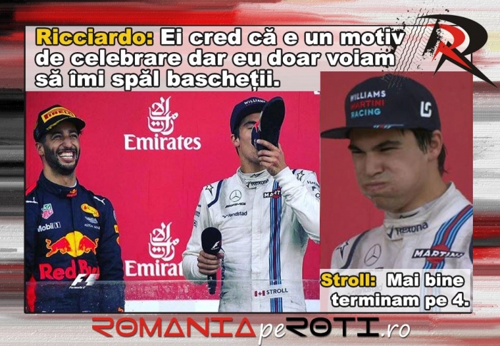 Ricciardo: Ei cred că e un motiv de celebrare dar eu doar voiam să îmi spăl bascheții.